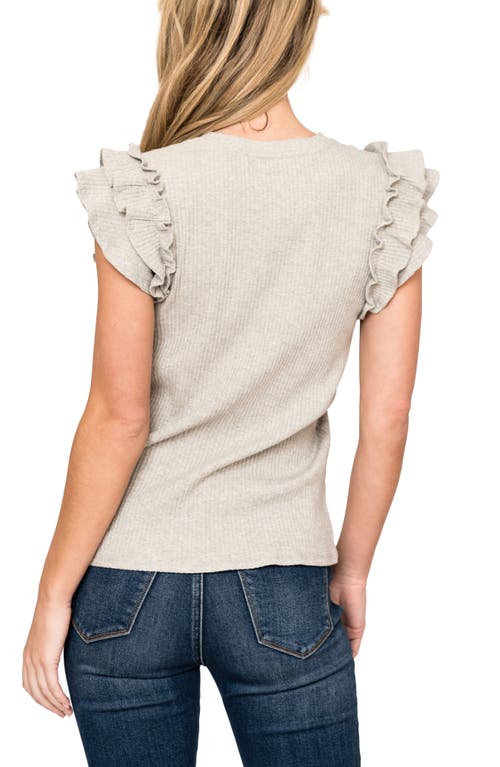 Gibsonlook Flutter Sleeve Rib Top In Gray