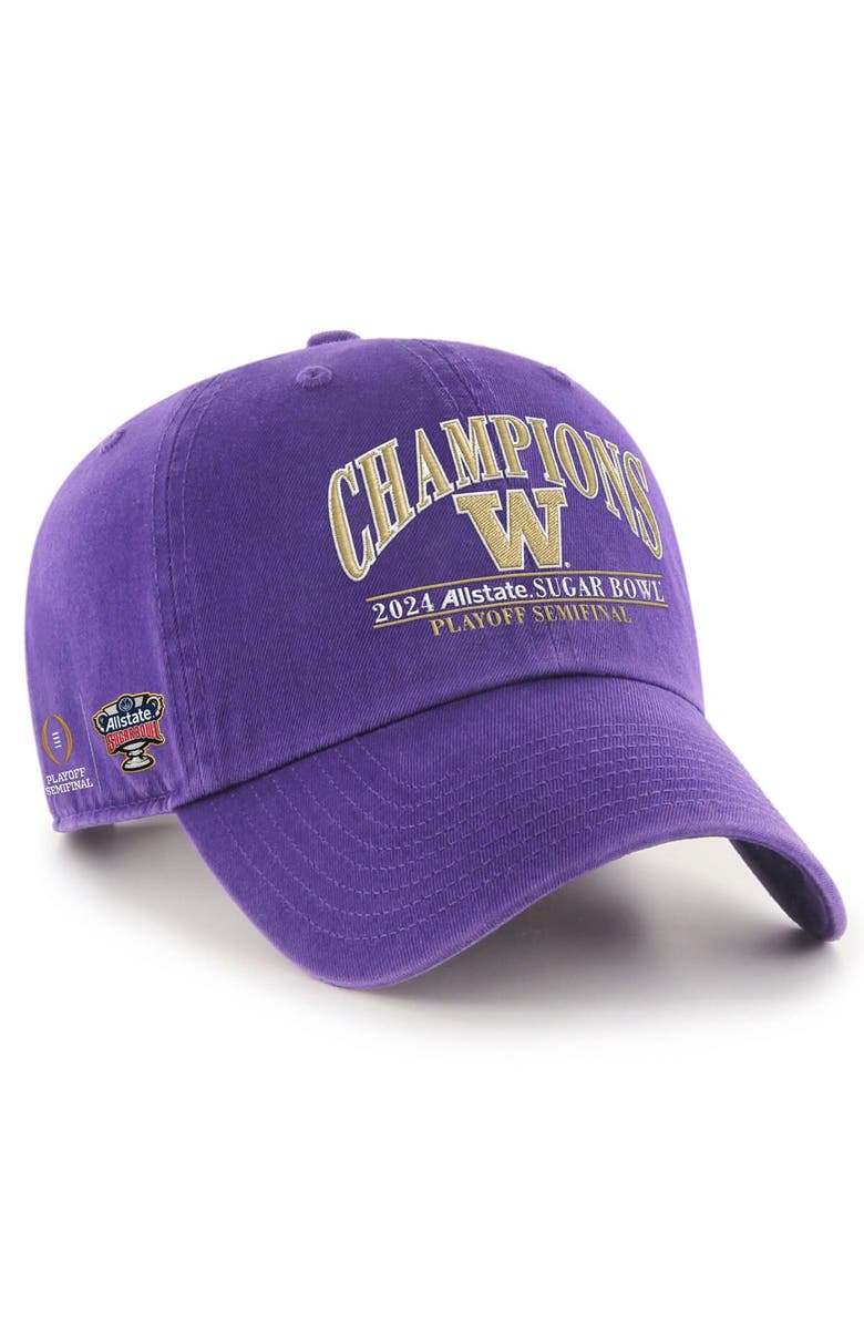 '47 Men's '47  Purple Washington Huskies College Football Playoff 2024 Sugar Bowl Champions Clean Up Adjustable Hat, Main, color, 