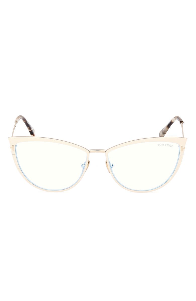 TOM FORD 56mm Cat Eye Blue Light Blocking Glasses, Main, color, 