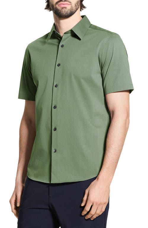 Theory Irving Short Sleeve Button-up Shirt In Green