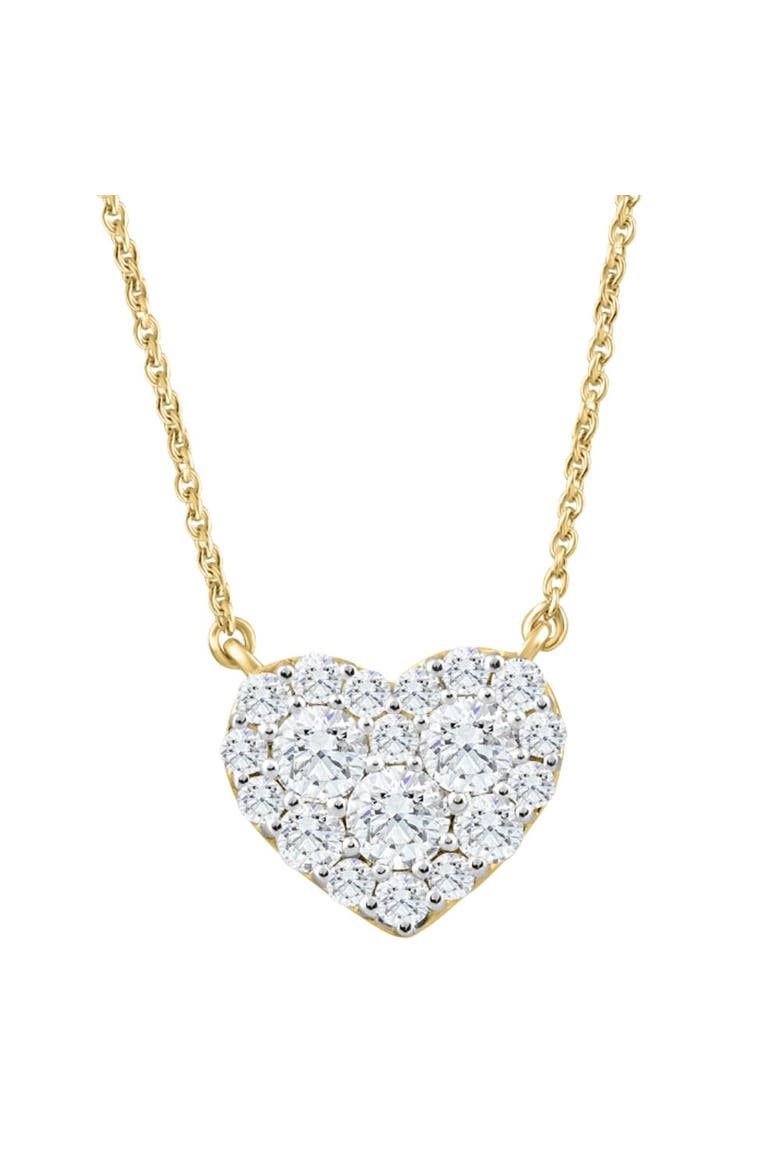 1Ct T.W. Heart Diamond Pendant 10k Gold Lab Grown 18" Necklace, Main, color, 10k yellow Gold
