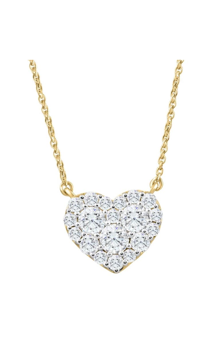 Bliss Diamond 1Ct T.W. Heart Diamond Pendant 10k Gold Lab Grown 18" Necklace, Main, color, 10K Yellow Gold