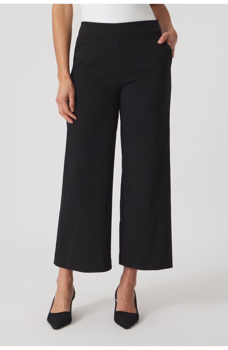 Franne Golde Catalina Stretch Cropped Wide-Leg Pant, Main, color, Black