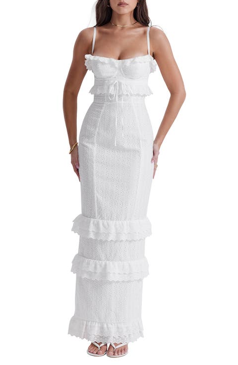 Eve Ruffle Broderie Anglaise Maxi Dress