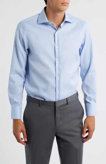 ZANETTI Trim Fit Cotton Twill Dress Shirt