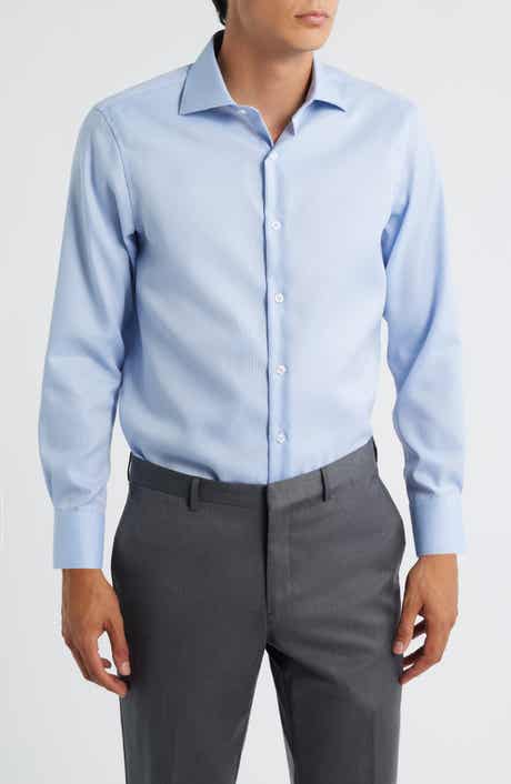 ZANETTI Trim Fit Cotton Twill Dress Shirt