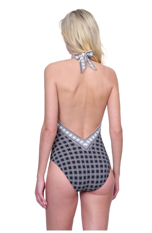 Gottex Golden Chic V-neck Halter One Piece In Black Cream