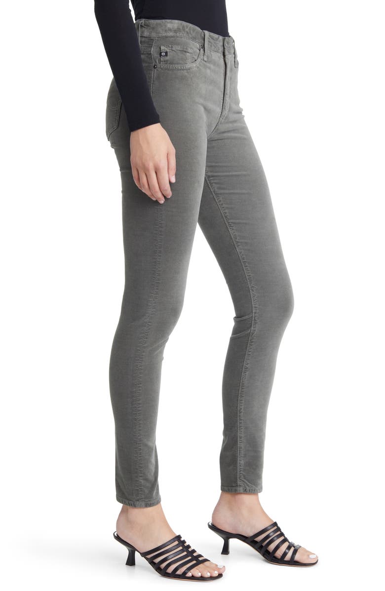 AG The Farrah High Waist Velvet Jeans, Alternate, color, Armory Green