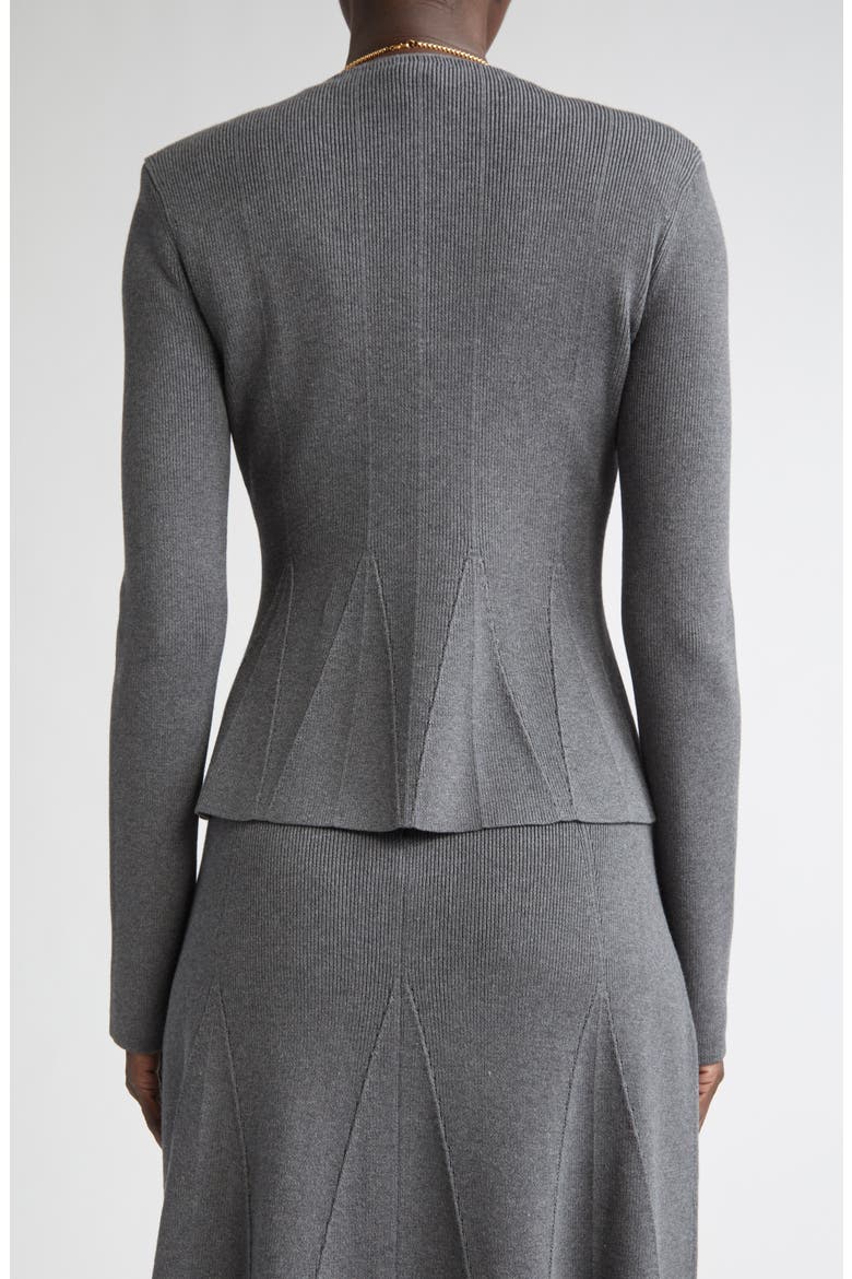 Rib Knit Peplum Jacket, Alternate, color, DARK GREY MELANGE