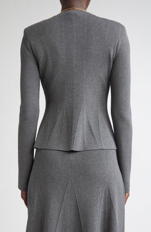 St John St. John Rib Knit Peplum Jacket In Gray