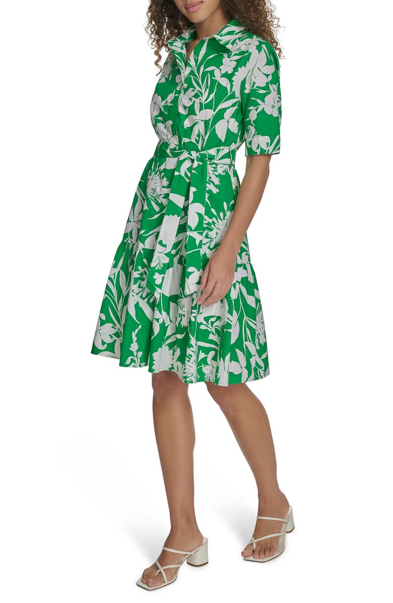 Calvin Klein Floral Cotton Shirtdress, Alternate, color,