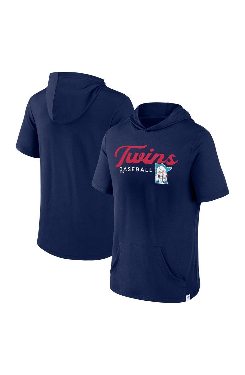 FANATICS Men's Fanatics Branded Navy Minnesota Twins Offensive Strategy Short Sleeve Pullover Hoodie, Main, color, Navy