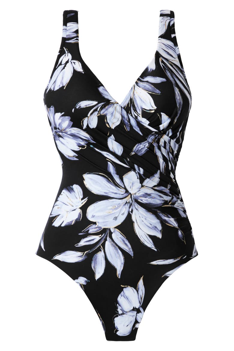Fiore di Luna It's a Wrap One-Piece Swimsuit, Alternate, color, BLACK/WHITE