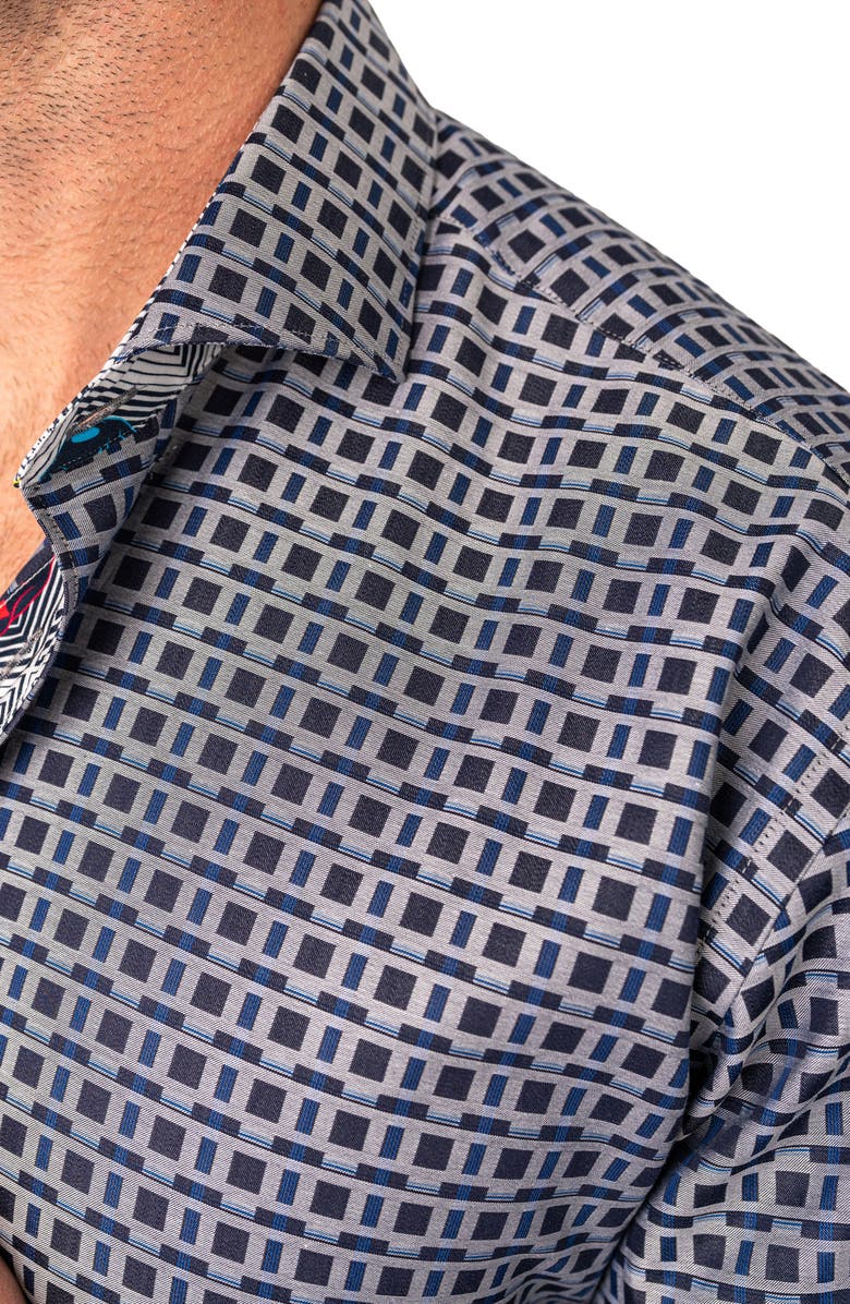 Maceoo Einstein Geo Print Contemporary Fit Button-Up Shirt, Alternate, color, Grey