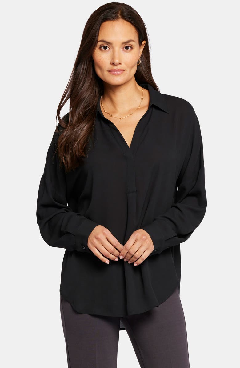 NYDJ Becky Recycled Polyester Georgette Blouse, Alternate, color, Black
