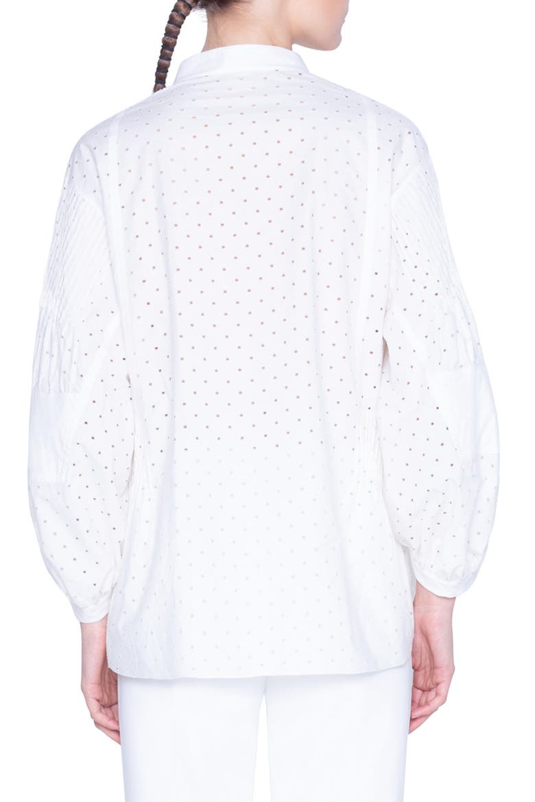 Pin Dot Cotton Poplin Blouse, Alternate, color, CREAM