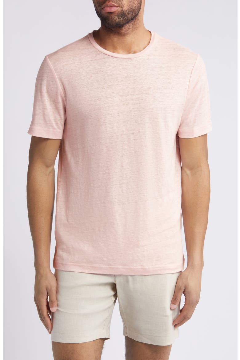 Men's Linen Crewneck T-Shirt, Main, color, PINK CAKE