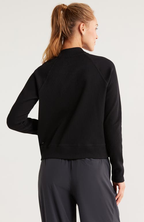 Zella Seamless Mixed Media Bomber Jacket In Black