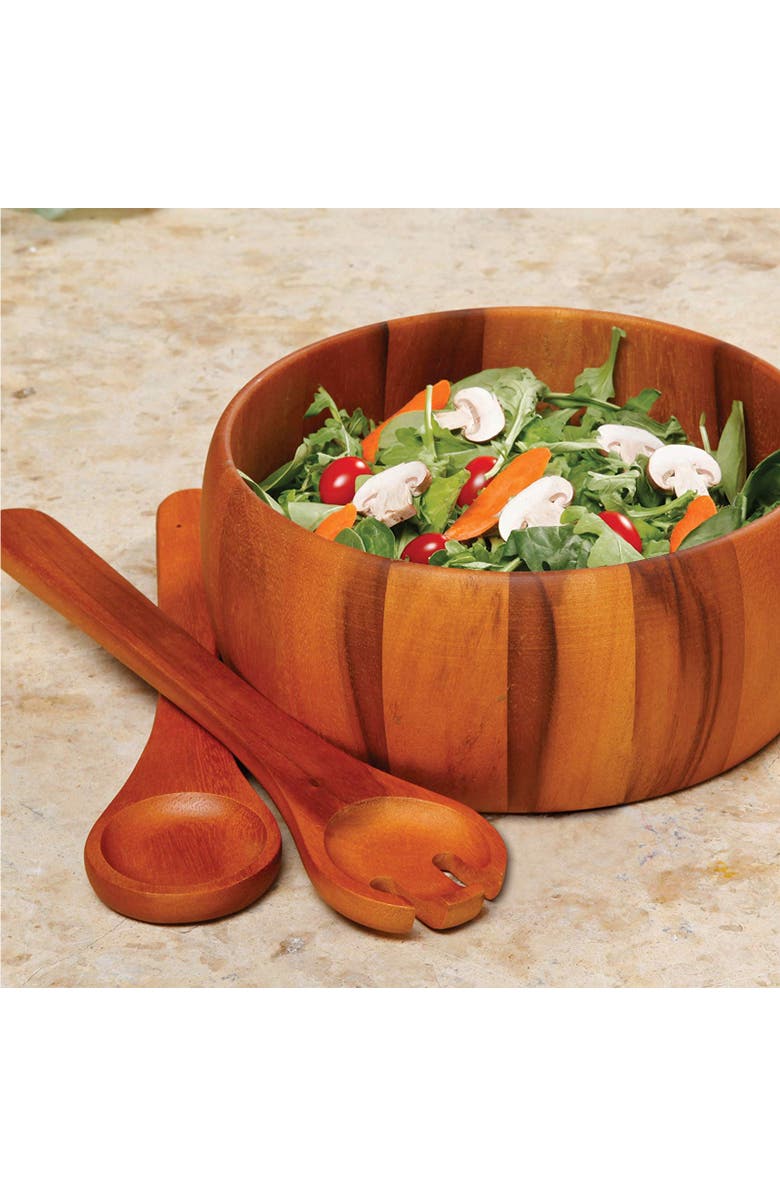 Gibson Home Laroda 3-Piece Salad Bowl Set, Brown Wood, Alternate, color, Brown