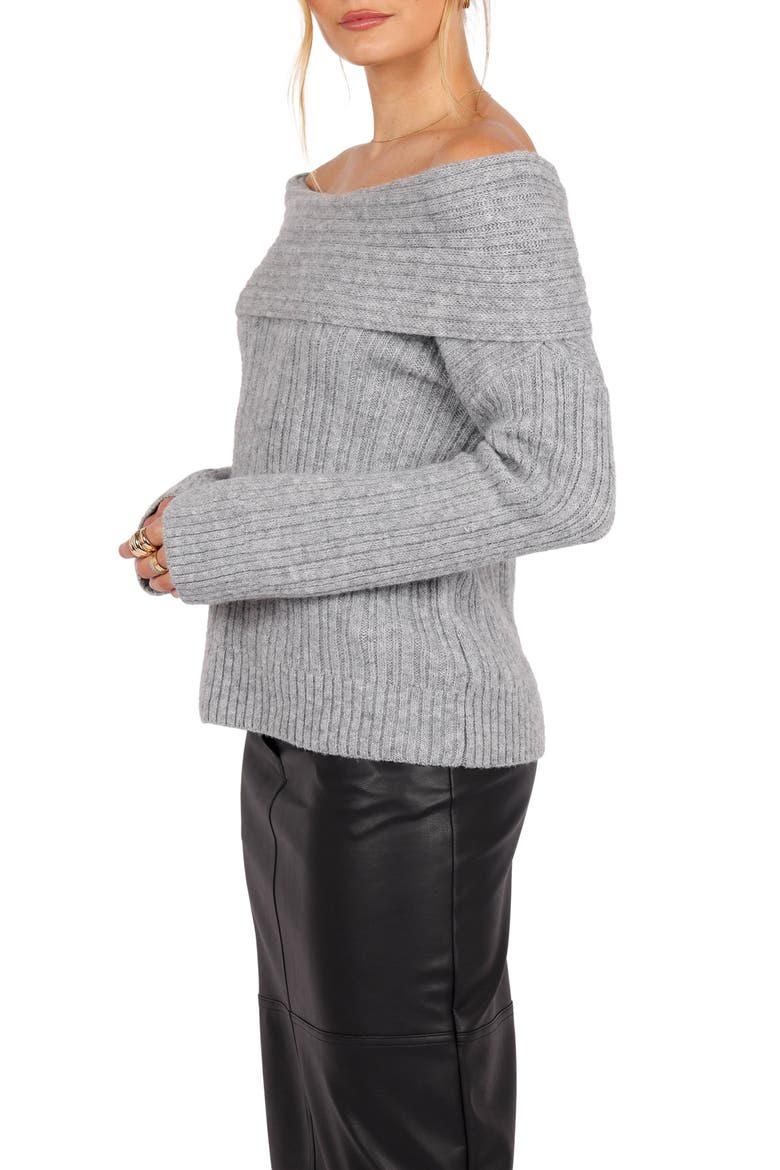 Kenny Off the Shoulder Rib Sweater, Alternate, color, LIGHT/PASTEL GREY