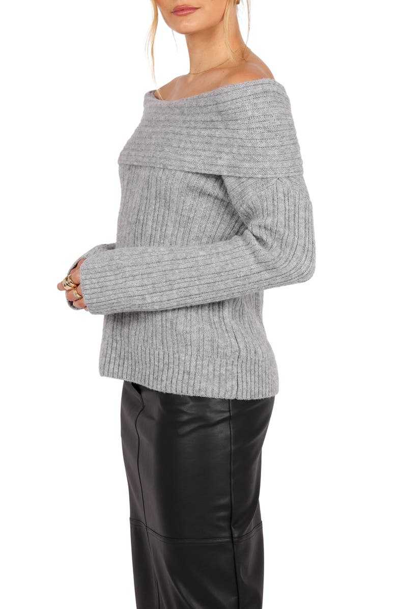 Petal & Pup Kenny Off the Shoulder Rib Sweater, Alternate, color, Light/Pastel Grey