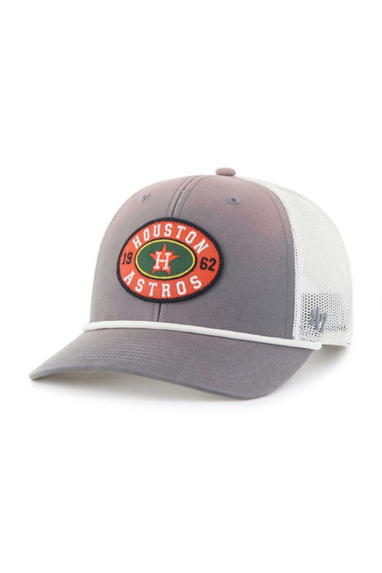 Men's '47 Gray/White Houston Astros Tide Sweep Rope Trucker Adjustable Hat, Main, color, Gray