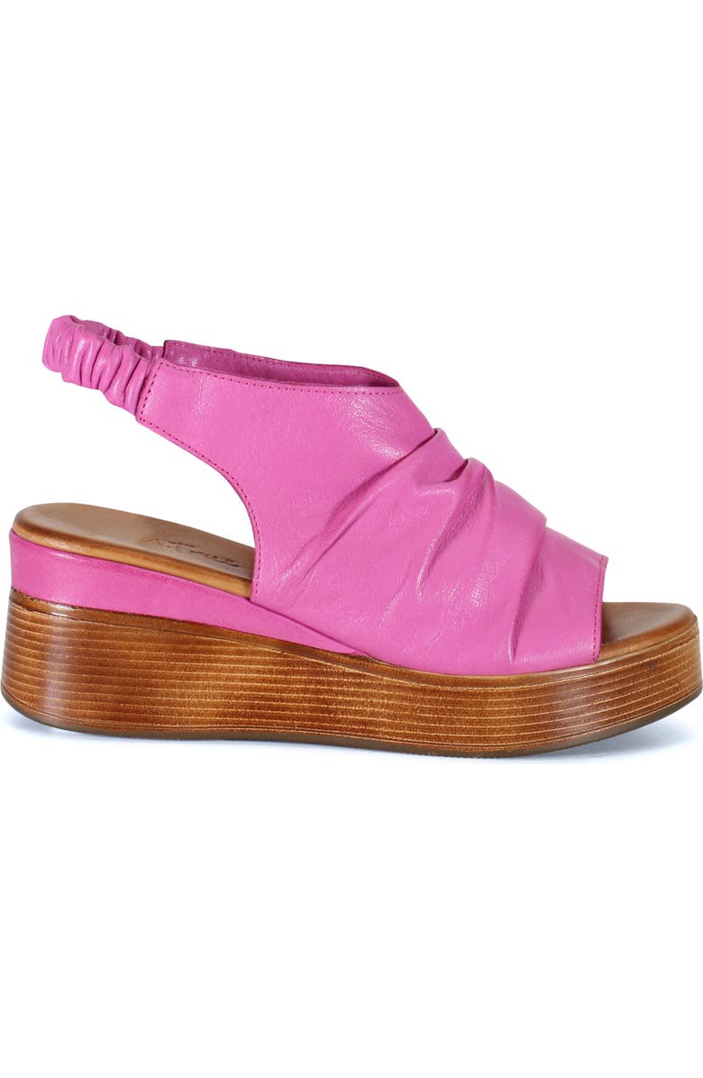 DibaTrue SMALL TOWN Ruched Leather Slingback Wedge, Alternate, color, Fushia