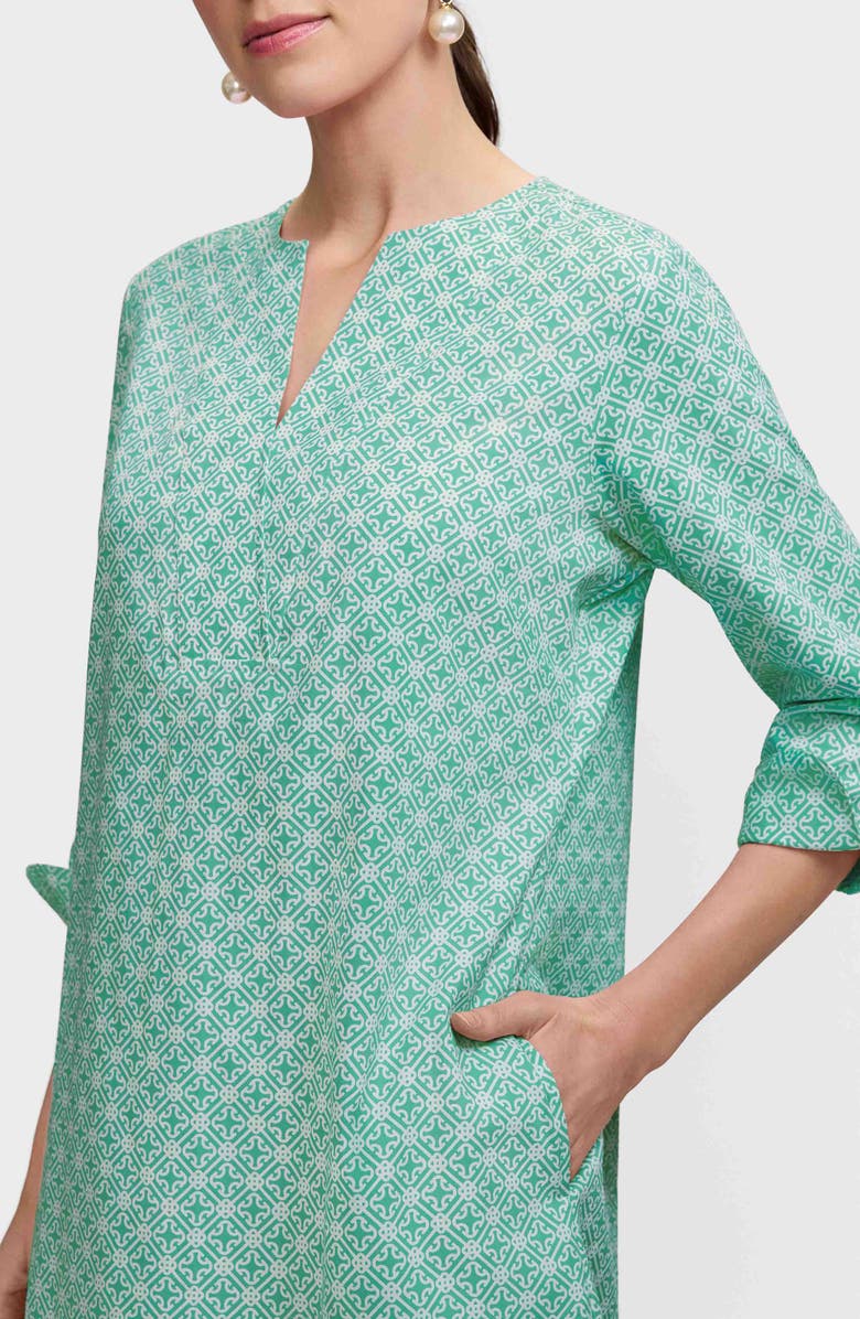 Foxcroft Vena Geo Lattice Print Cotton Shift Dress, Alternate, color, Green/ White