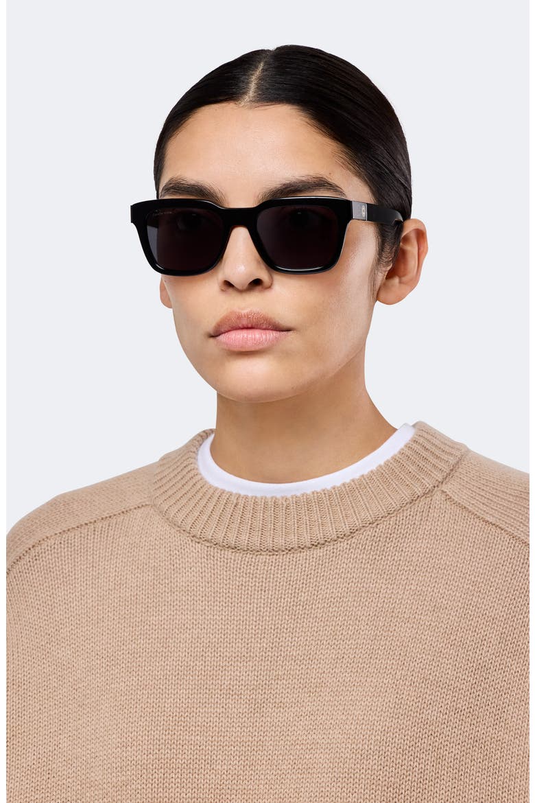 52mm Rectangular Sunglasses, Alternate, color, BLACK