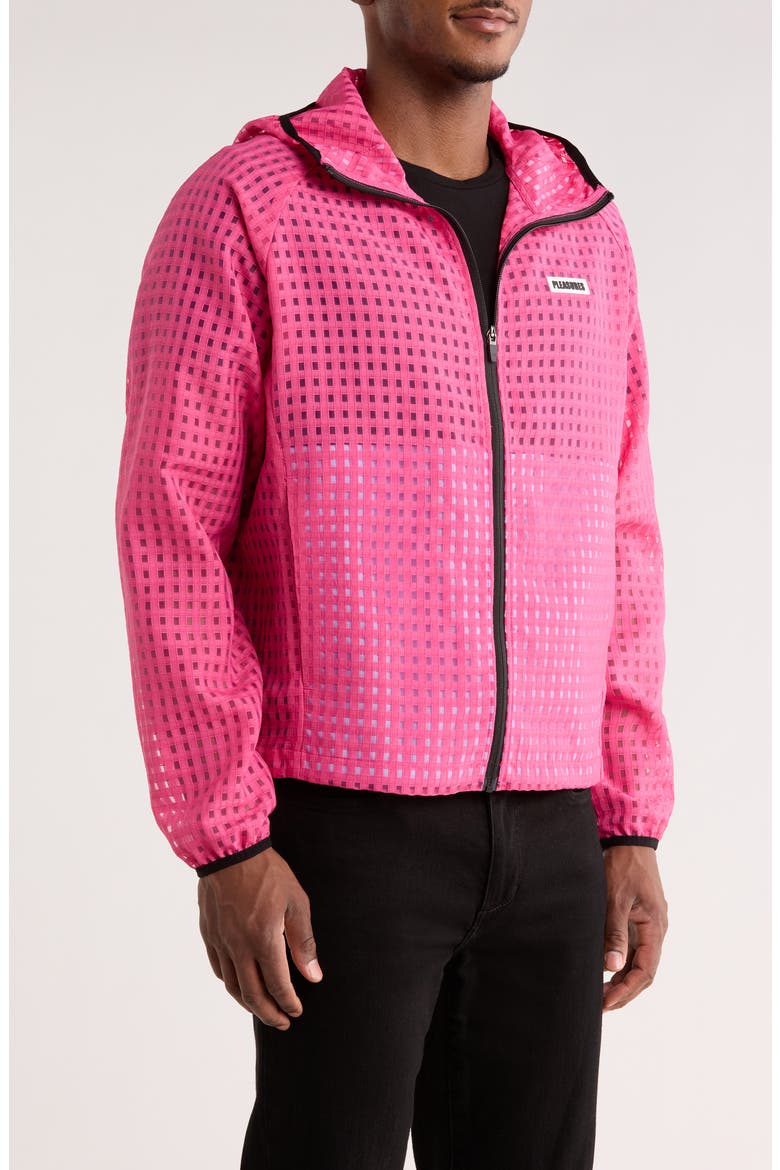 System Plaid Hooded Jacket, Alternate, color, PINK