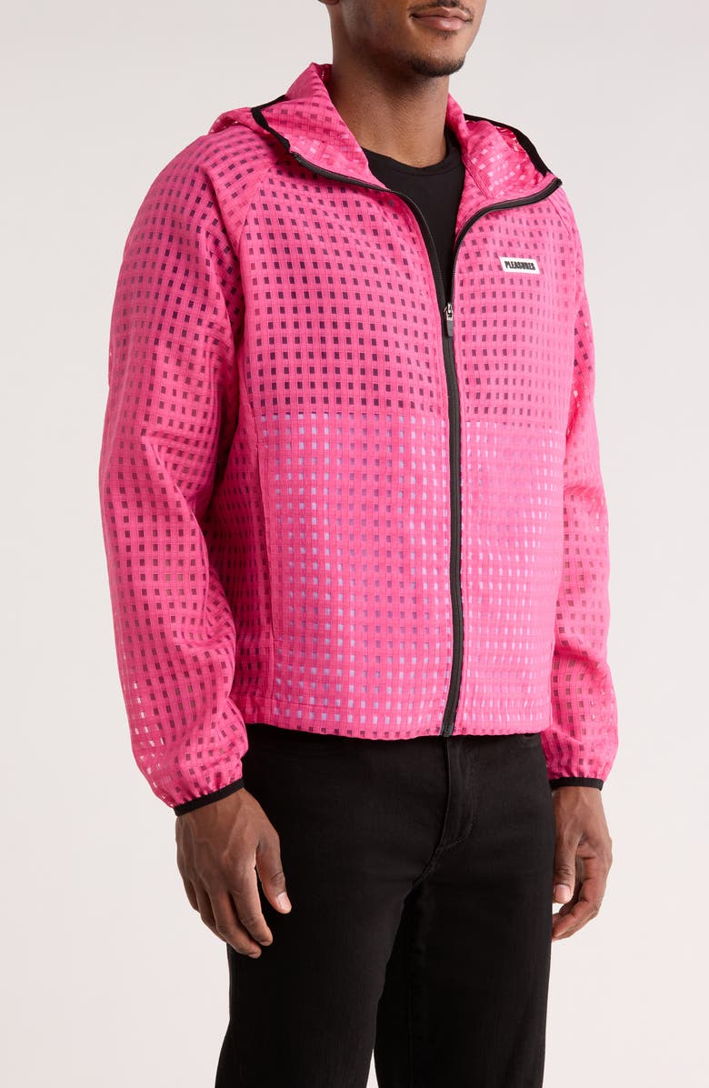 PLEASURES System Plaid Hooded Jacket, Alternate, color, Pink