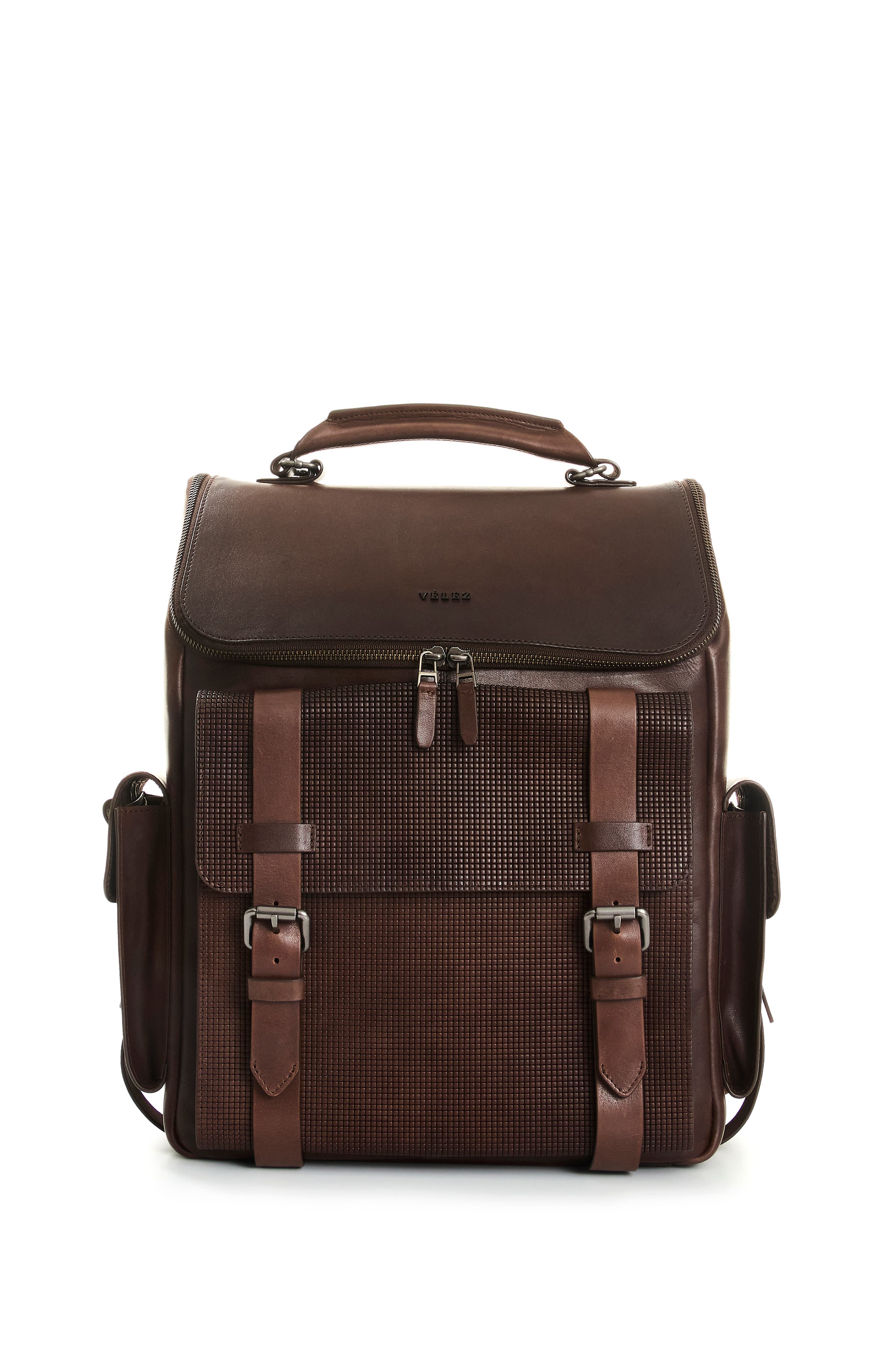 Velez New Archaeology Backpack in Vintage Leather, Main, color, Dark Brown