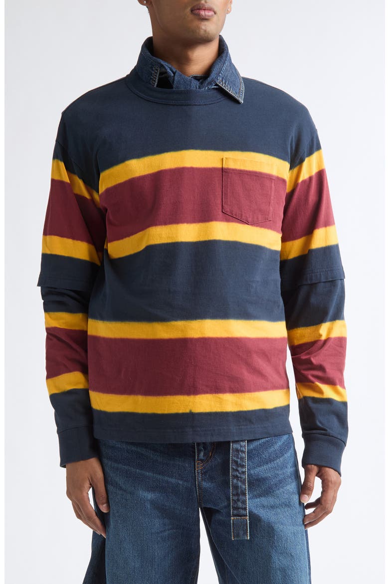 Chusen Dyed Striped Long Sleeve T-Shirt, Main, color, NAVY MULTI