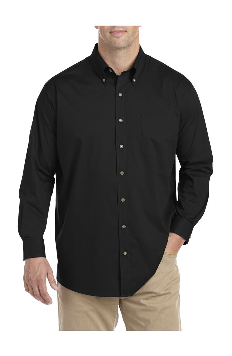 Harbor Bay by DXL Big & Tall Easy-Care Solid Sport Shirt, Main, color, Black