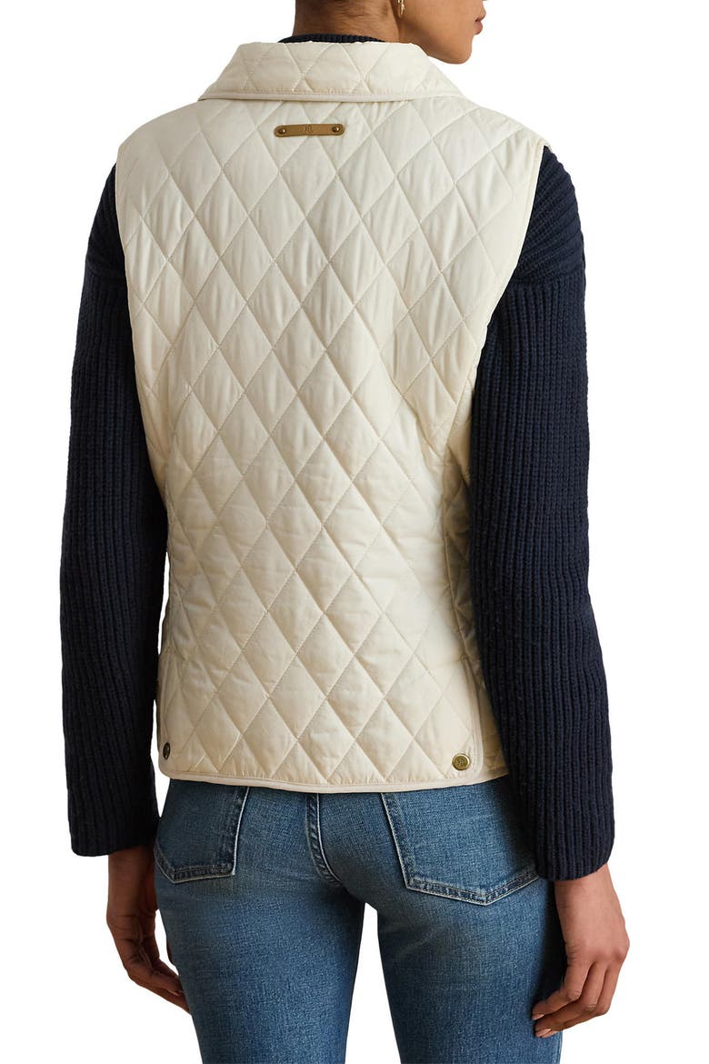 Crested Quilted Vest, Alternate, color, CREAM