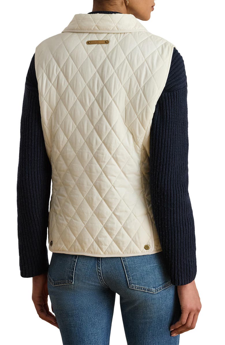 Lauren Ralph Lauren Crested Quilted Vest, Alternate, color, Cream