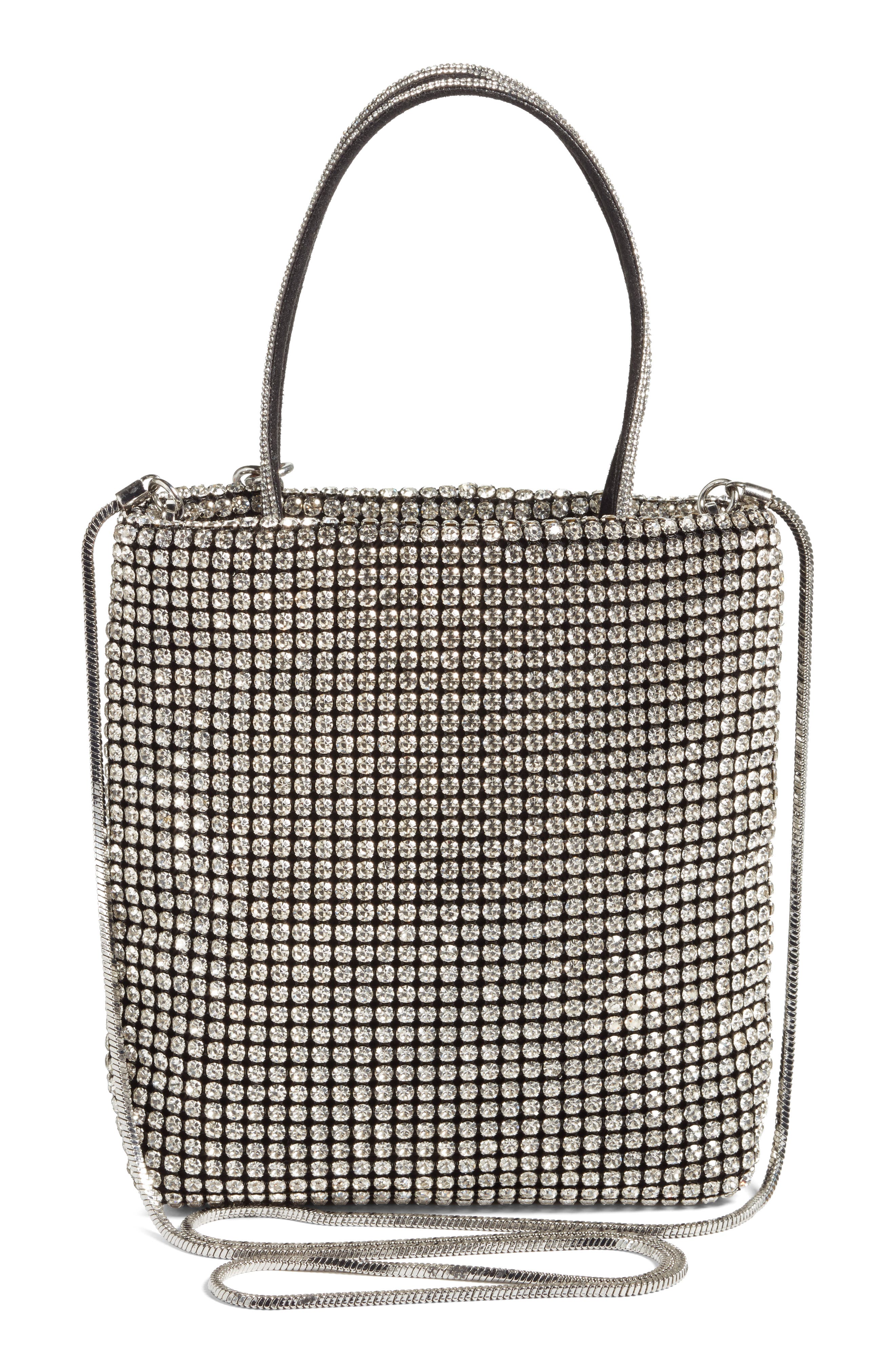 Key Item Crystal Embellished Top Handle Bag, Alternate, color, SILVER