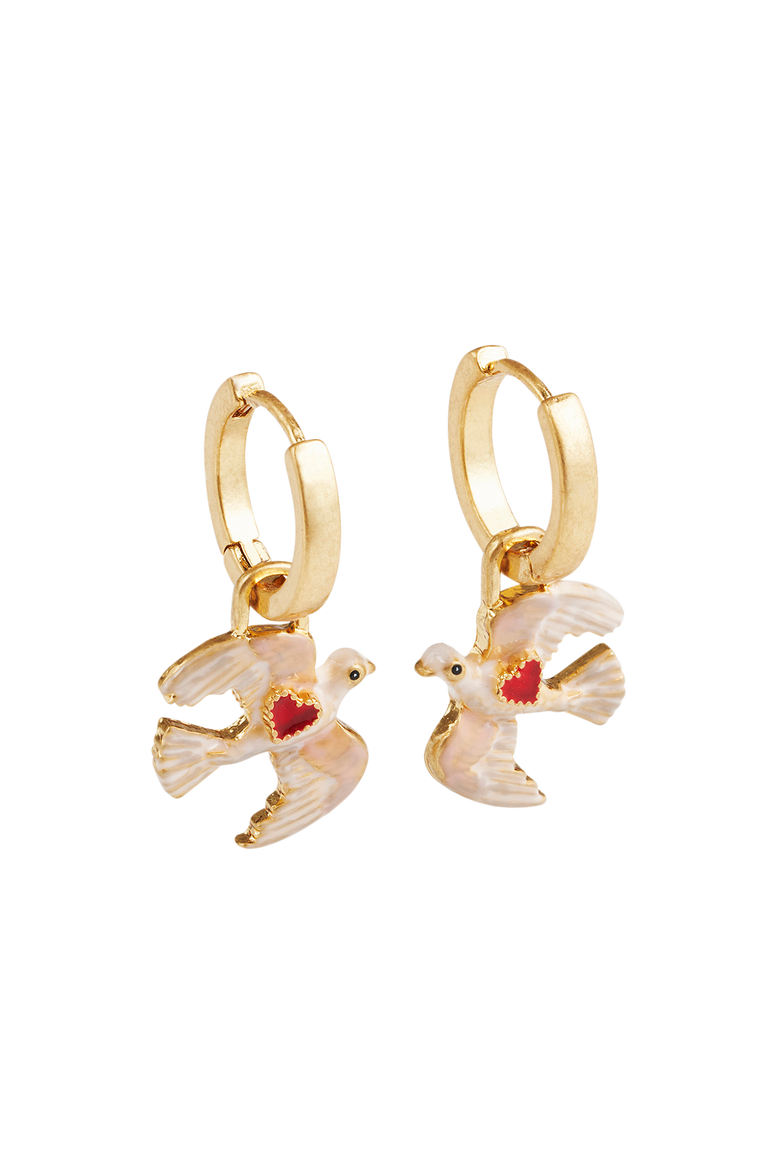 Love Dove Huggie Earrings, Alternate, color, Gold