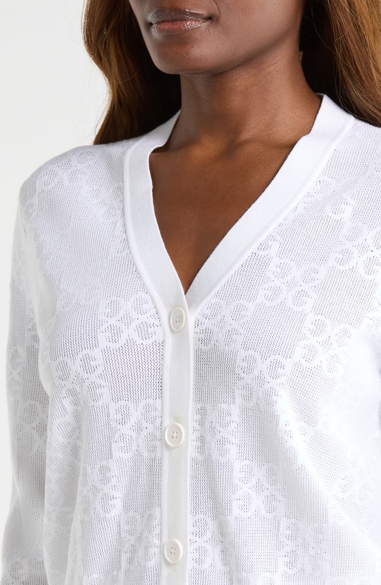 G/FORE Pointelle Knit Button Front Cardigan, Alternate, color, Snow