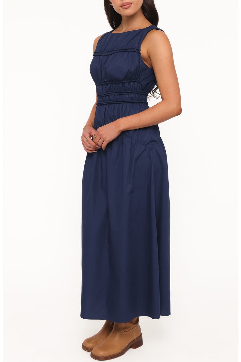 Fern Smocked Midi Dress, Alternate, color, NAVY BLUE