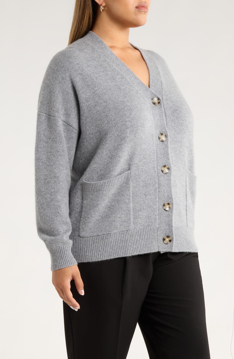 Nordstrom Wool & Cashmere Boyfriend Cardigan, Alternate, color, Grey Night