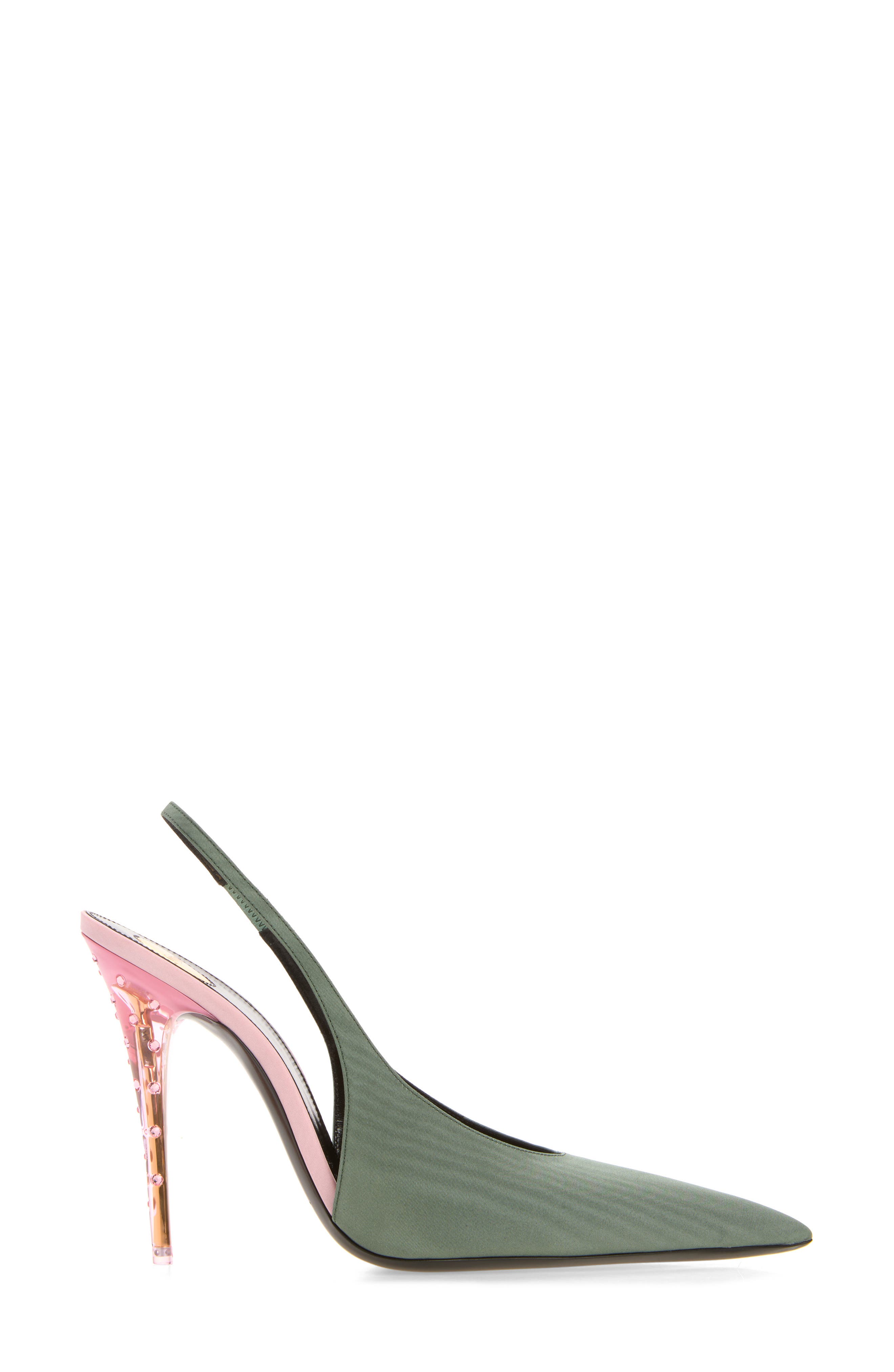 Allure Strass Clear Heel Pointed Toe Slingback Pump, Alternate, color, FLANNEL