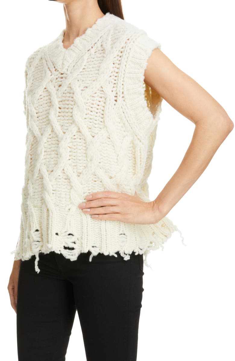 Acne Studios Kandren Chunky Cable Distressed Wool Blend Sweater