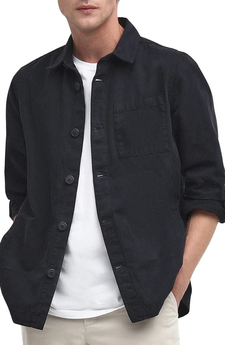 Barbour Washed Cotton Twill Overshirt, Main, color, Navy