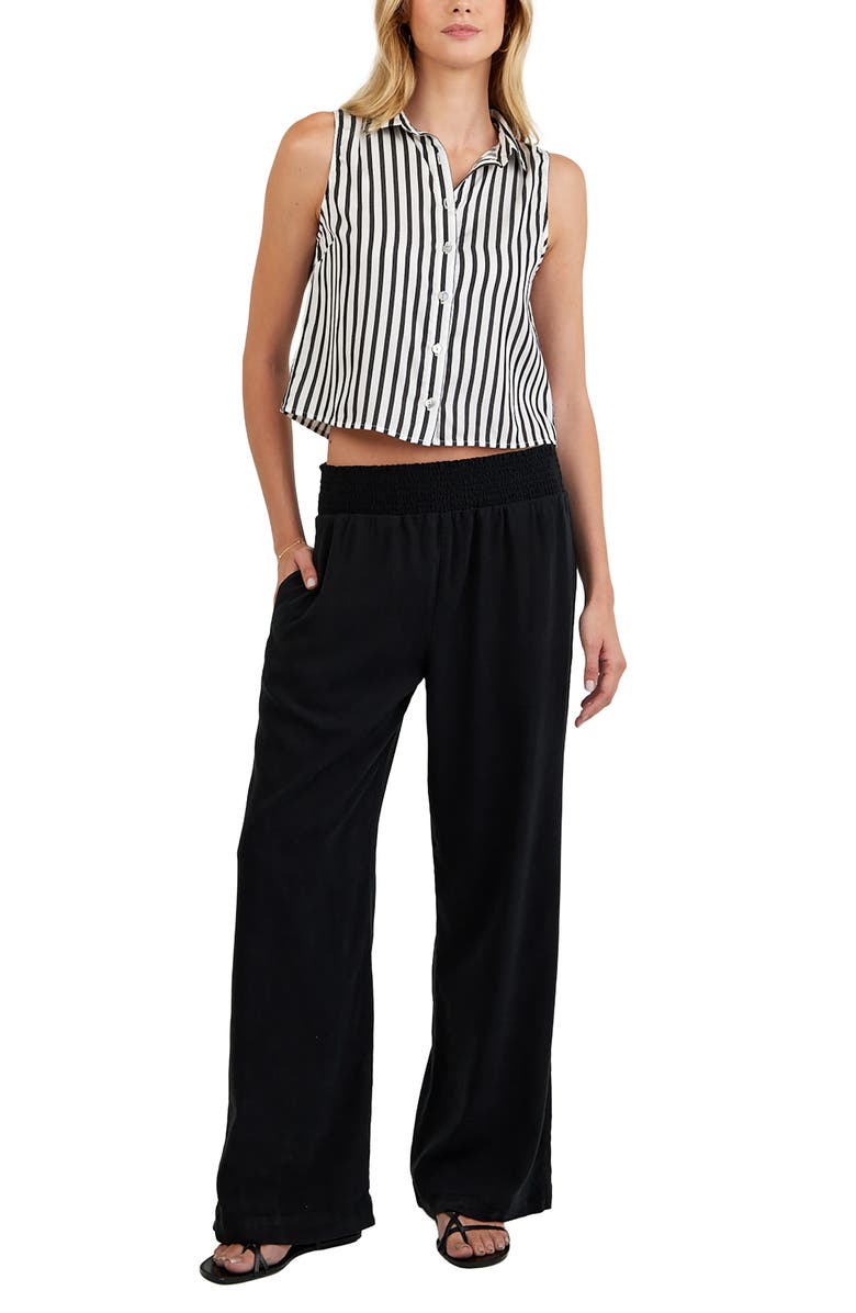 Bella Dahl Sleeveless Stripe Crop Button-Up Shirt, Alternate, color, 