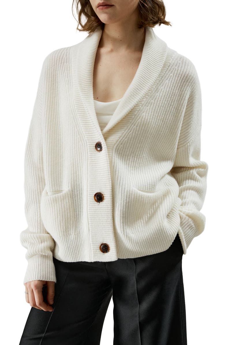 Lilysilk Women's Wool Knit Shawl Collar Cardigan, Main, color, White