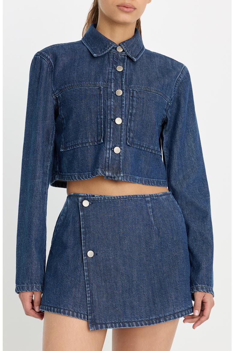 Cropped Denim Jacket, Main, color, INDIGO1187