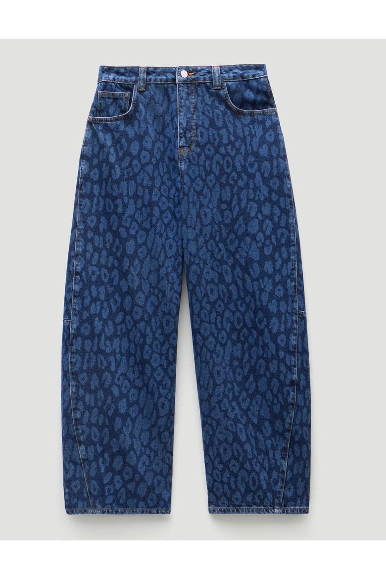 Cropped Bree Horseshoe Barrel Leg Jeans, Alternate, color, Laser Leopard Print Mid Blue