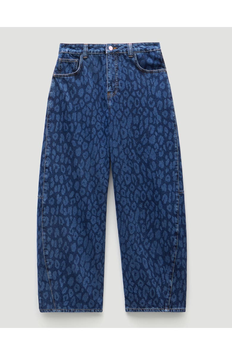 Hush Cropped Bree Horseshoe Barrel Leg Jeans, Alternate, color, Laser Leopard Print Mid Blue
