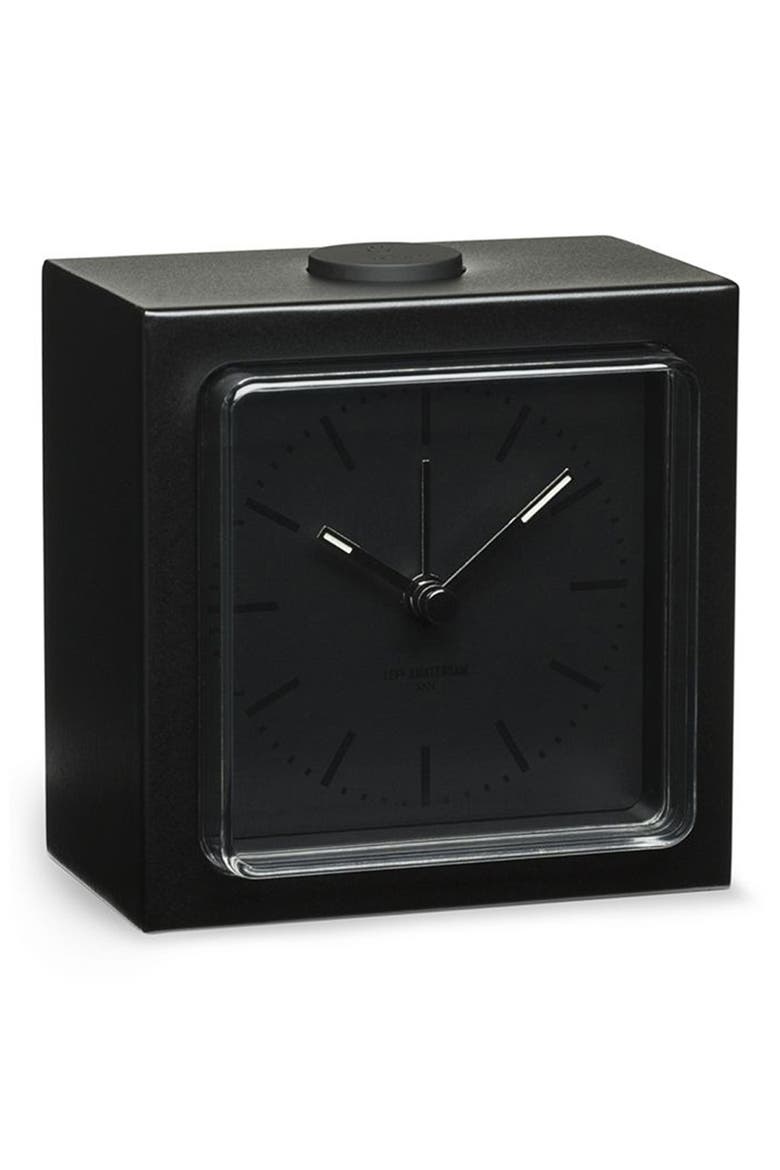 Block Alarm Clock, Alternate, color, BLACK